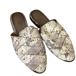 Seychelles Leather Woven Snake embossed Mules Size 7